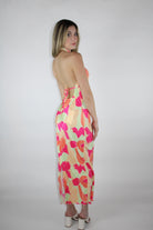 Multi-color halter dress with open back for summer