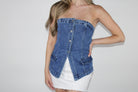 Strapless denim tube top